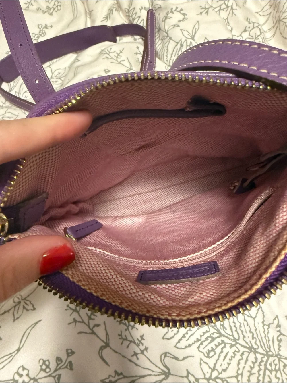 Dooney & Bourke Purple Leather Crossbody with Contrast Trim